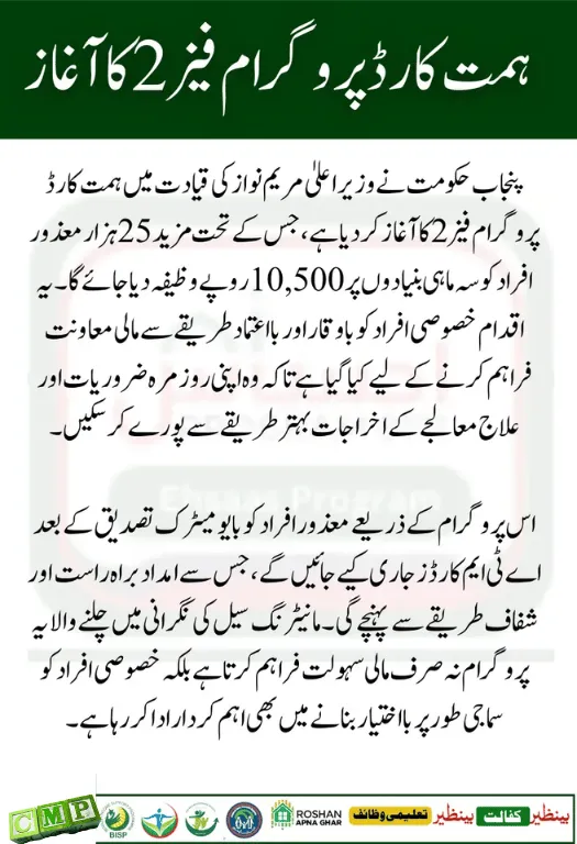 CM Maryam Nawaz Announces Rs 10,500 Himmat Card