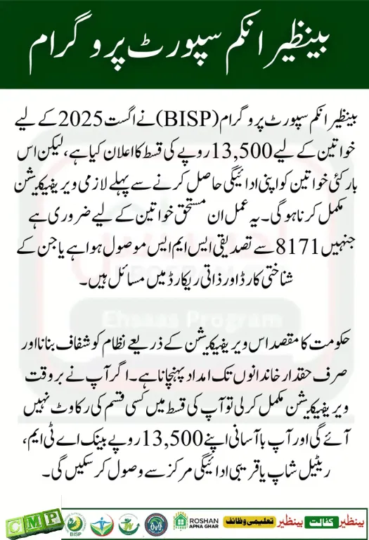 Latest Update on BISP 8171 September 13500 Payment
